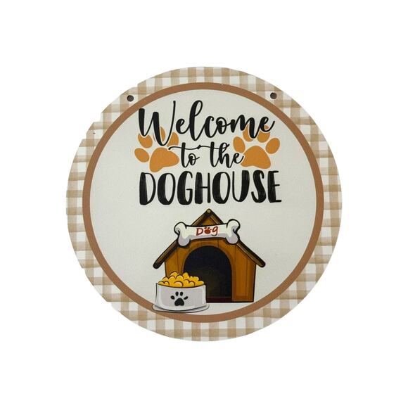 8” Welcome to the Doghouse Wood Sign Dog Lovers, Wreaths, Wall, Door Home Decor - Picture 1 of 3